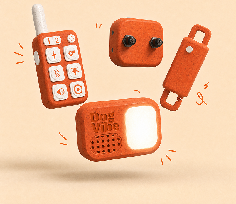 DogVibe collar module, remote, static module and leash module